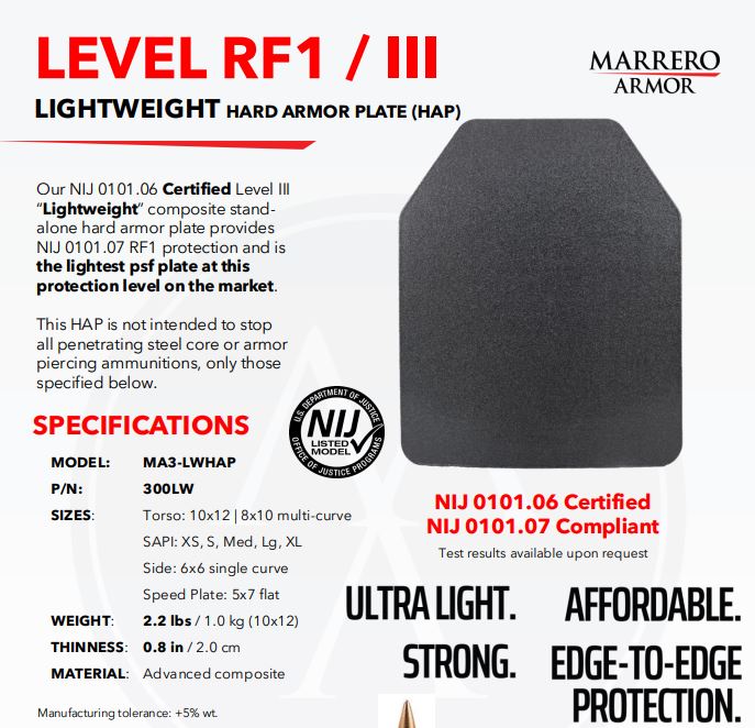 Marrero Armor - Lightweight Rifle Plate (Level 3+)