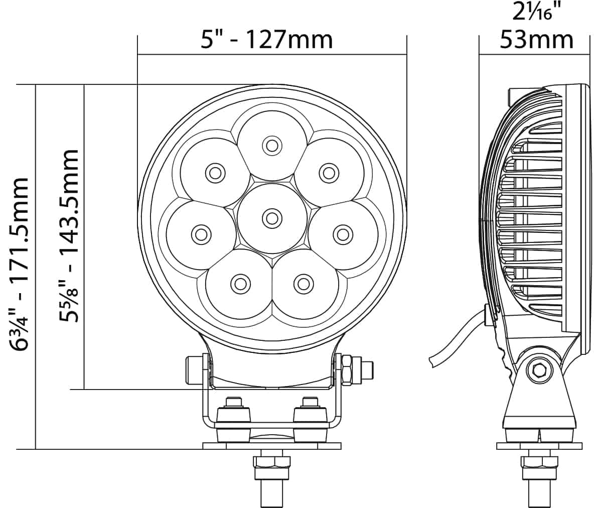 Night Rider N4024EM Street Legal 5" Round Driving Lights (Pair)